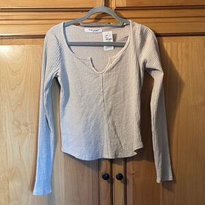 Project Social T Cream Ribbed Long Sleeve Top